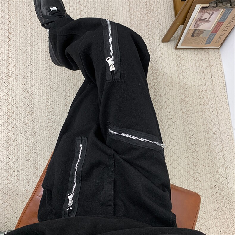 美式高街拉链设计拼接牛仔裤男潮牌休闲裤1001-1-K668-P42,男装牛仔裤,星座1001-1