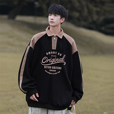 高品质！23秋季美式拼色翻领POLO衫休闲宽松卫衣PW2339-P50控78，男装卫衣，电商B370