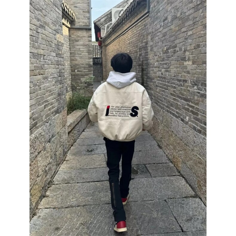 秋季新款字母印花毛呢学生情侣宽松飞行员棒球服夹克外套男女,男装夹克,星座601-1