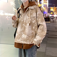 2024春秋款假两件连帽夹克潮牌印花涂鸦夹克外套A436-D1210-P73，男装夹克，电商A436