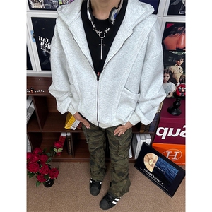 抖音得物高品质二开 25秋冬美式重磅宽松结构设计连帽卫衣外套W78图片