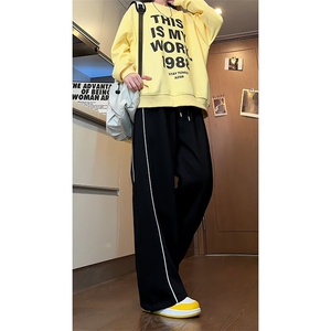 辑明线重磅弯刀卫裤男秋季新款2025垂感休闲裤子-A1991TP45控88图片