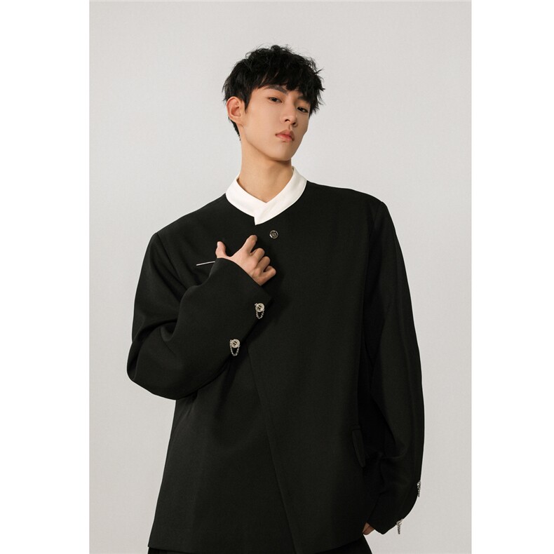 1新中式拼色大码M-5XL西服男:95%聚酯纤维5%氨纶XF77951特P65控98，男装西服，星座226-2