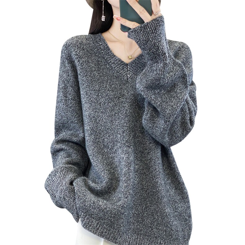 女士V领羊毛衫羊毛简约时尚秋冬保暖,女装羊毛衫,忠诺羊绒