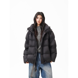 90%绒新标有报告连帽撞色韩版宽松羽绒服外套Y990/370 现货图片