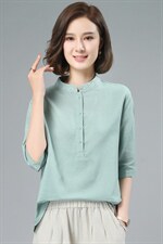 时尚休闲女2025新款韩版夏季短袖宽松棉麻复古国风洋气，女装T恤，璐依舞