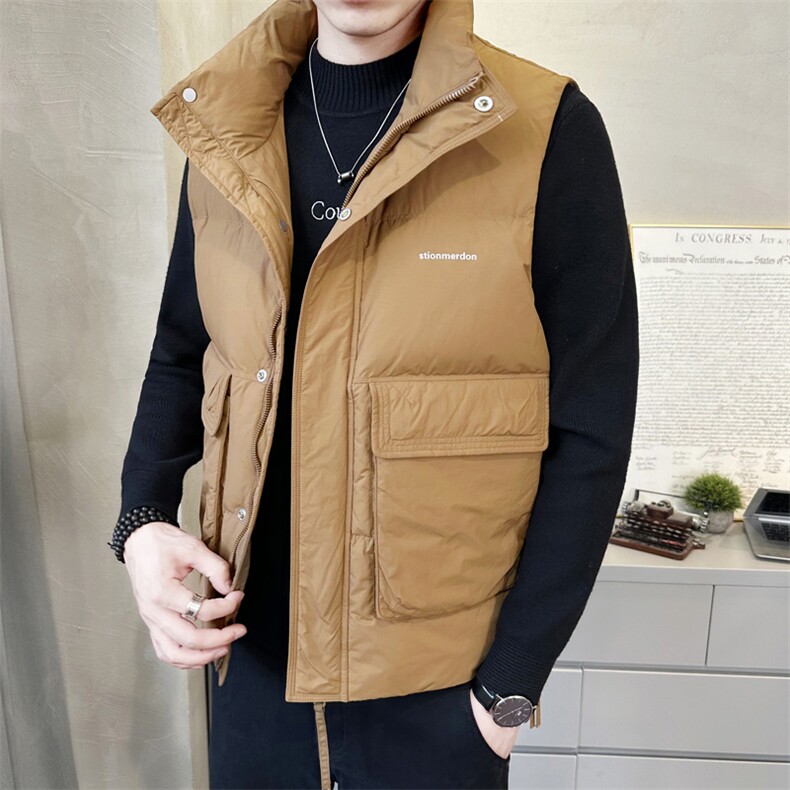 短款立领羽绒马甲男休闲日系面包服保暖外套马甲背心M6096-P130,男装背心/马甲,电商A237