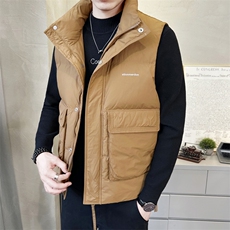 短款立领羽绒马甲男休闲日系面包服保暖外套马甲背心M6096-P130，男装背心/马甲，电商A237