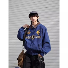 DGZZ复古刺绣夹克男女美式宽松街头风翻领潮牌短款外套W6879-P64，男装夹克，星座412-3