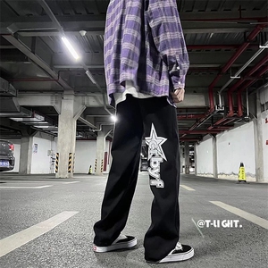 欧美hiphop裤子高街ins潮牌设计感牛仔裤N1233P38