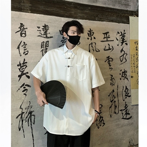 CS08-P50新中式风男士情侣衬衫短袖衬衣上衣