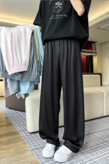 8XL-M特大码冰丝裤醋酸阔腿裤男缎面高腰垂感防晒凉凉裤K979P45，男装休闲裤，电商D206-1