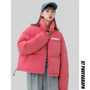 中性风休闲字母印花面包服时尚宽松立领棉服A268-MY502 P85控118图片