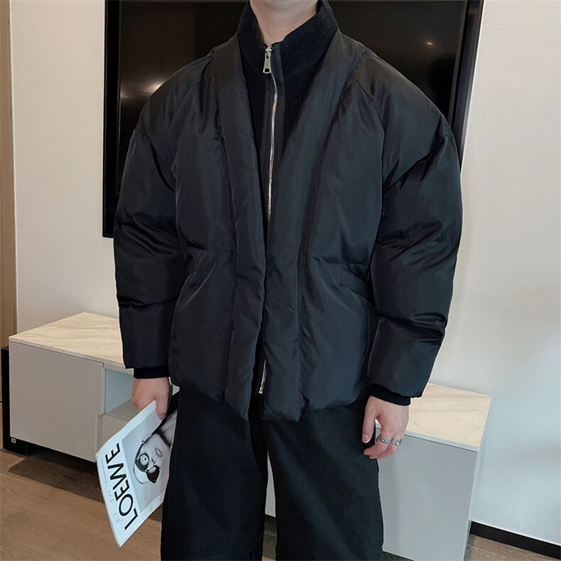 冬季高级感美式假两件立领保暖棉服男复古拼接短款棉衣潮M138P165,男装棉衣,电商B267