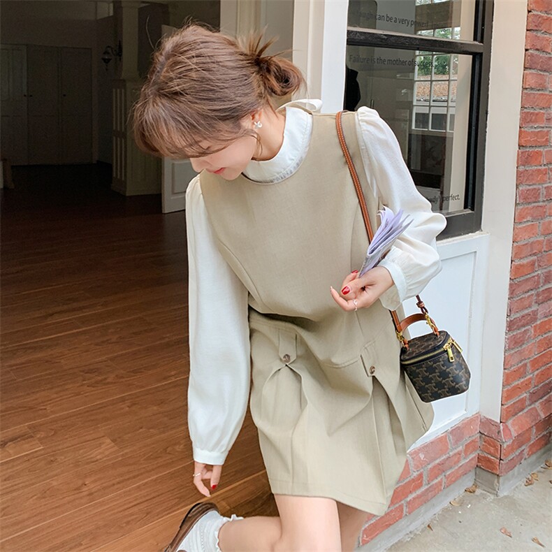 现货新款衬衫背心裙套装25023P155K238,女装套装/套裙,2D035
