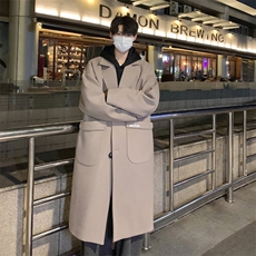韩系毛呢大衣男中长款秋冬高级感痞帅风衣外套812-F635-P128控158，男装风衣，星座812