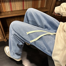 直筒牛仔裤男秋潮牌宽松休闲复古潮流百搭阔腿长裤N068-P38，男装牛仔裤，星座308B-1