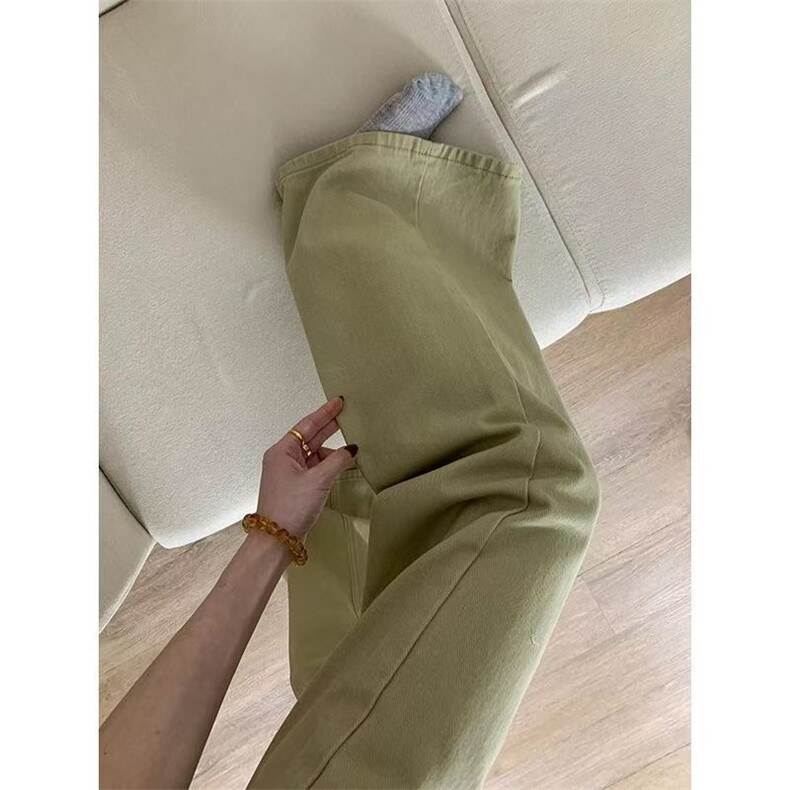9049-P42小个子复古辣妹卡其色牛仔裤不贴腿微喇叭美式,男装牛仔裤,电商B323A
