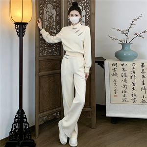 设计感风休闲运动套装女春新款洋气减龄新中式卫衣阔腿裤两件套图片