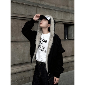 原版帆布面料 不掉毛 座山雕毛领棉服情侣外套 图 MY1027-P90图片