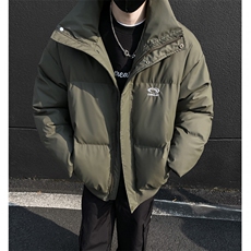 冬装新品港风PU软皮棉服刺绣logo棉衣休闲加厚外套男G1103P128，男装棉衣，电商A339