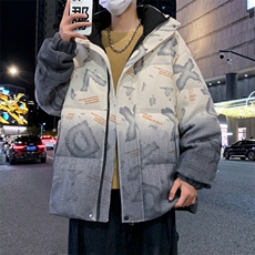 2024青少年渐变加厚棉衣男士连帽宽松百搭外套，男装棉衣，星座1206（原A206）