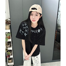 万针全刺绣工艺抖音得物高品质260克重磅纯棉双纱美式高街短袖T恤，男装T恤，电商A486-1