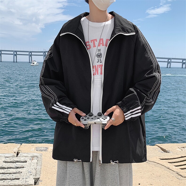 韩版工装休闲工装男女个性夹克纯色开衫条纹外套学院风W1546-P48,男装夹克,星座512-4