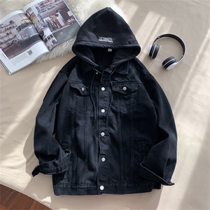 爆爆 2025春大码男士连帽牛仔情侣宽松外套百搭牛仔夹克JK780-P75图片