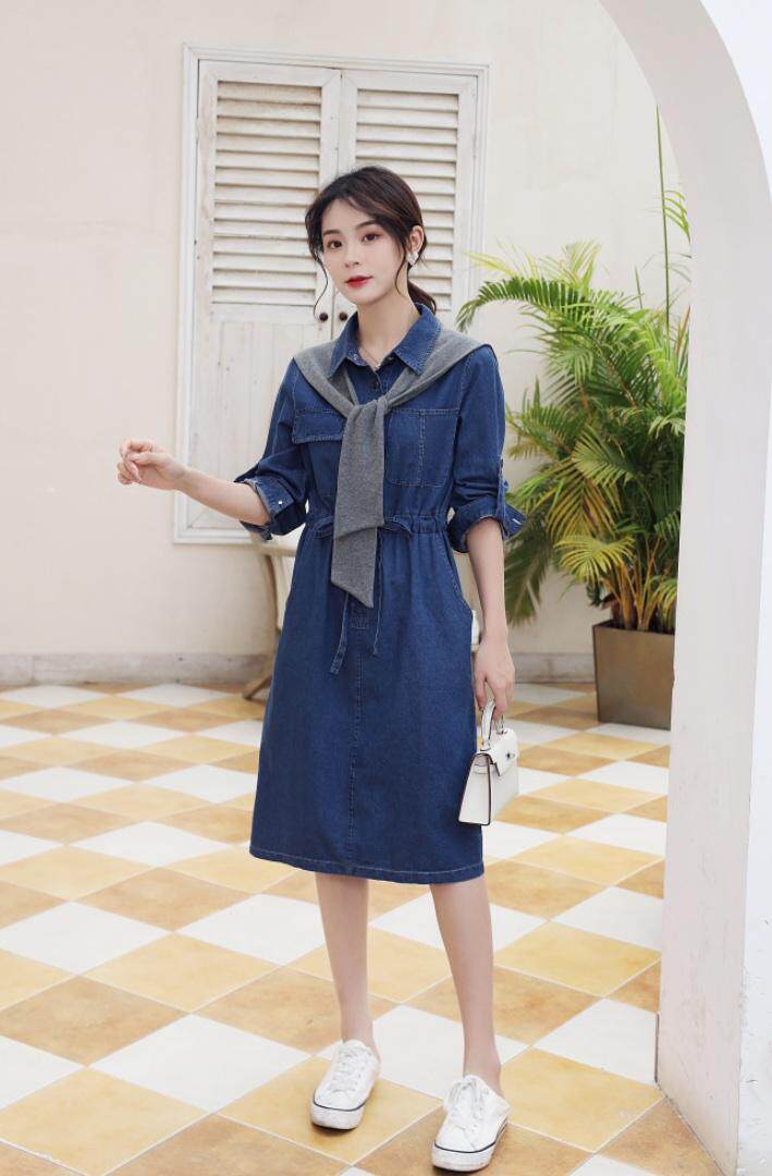 夏季新款韩版牛仔连衣裙，女装连衣裙，裳之恋语