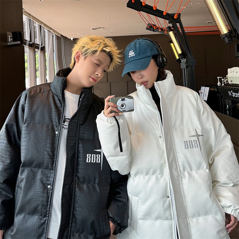情侣棉衣棉服鳄鱼纹PU皮面包服立领棉袄皮衣外套量大有差1611-P90,男装皮衣,星座207
