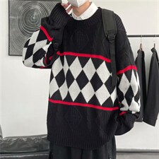 基础简约原宿风秋季韩版毛衣圆领潮流打底衫针织衫拼色M123-P48，男装针织衫/毛衣，星座512-4