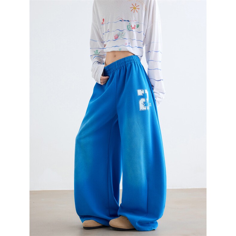 WE2033-P55美式数字印花多巴胺弯刀休闲裤男女情侣秋季，男装休闲裤，电商B323A