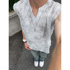 肌理感冰感v领背心男款夏季速干无袖t恤复古扎染坎肩汗衫T113，男装背心/马甲，星座1116A（原606A-3）