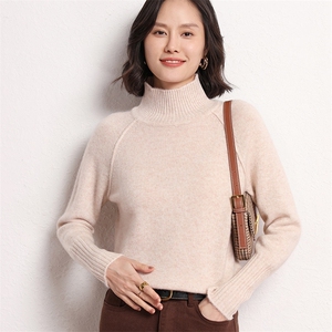 温暖柔软亲肤气质秋冬款高领长袖通勤休闲/淑女羊绒衫女套头图片