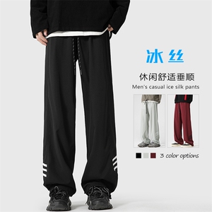 特P35无差价秋新简约设计三条杠织带抽绳束脚裤男大码拖地裤K1214图片