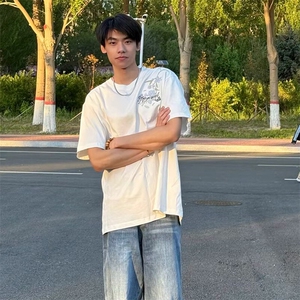 万针全刺绣解构设计260克重磅双纱纯棉高品质美式高街短袖T恤特35图片