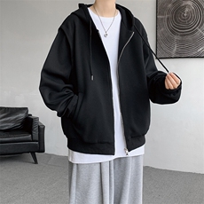 春季cleanfit重磅连帽卫衣男美式假两件开衫短款垫肩外套KS003P68，男装卫衣，电商B312