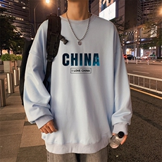 ！22春装港风日系大码印花圆领卫衣长袖潮流学生上衣WY109P25，男装卫衣，电商B220