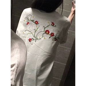 万针全刺绣工艺 高品质260克双纱纯棉美式高街短袖T恤 特P33图片
