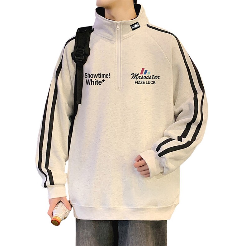 G009加绒P50美式半高领外套oversize立领半拉链卫衣加绒加厚,男装卫衣,星座304A-1
