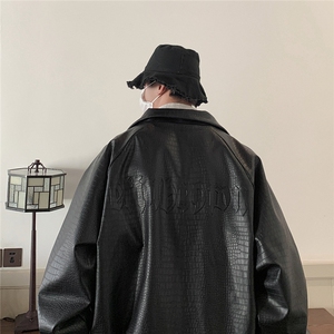 1美式鳄鱼纹钢印大码M-5XL面层：PU皮夹克男JK8749P90控128图片