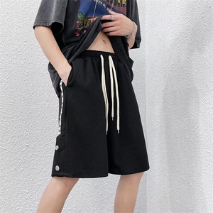 华夫格排扣短裤男夏季宽松休闲美式ins潮牌运动五分裤DK0683-P28图片