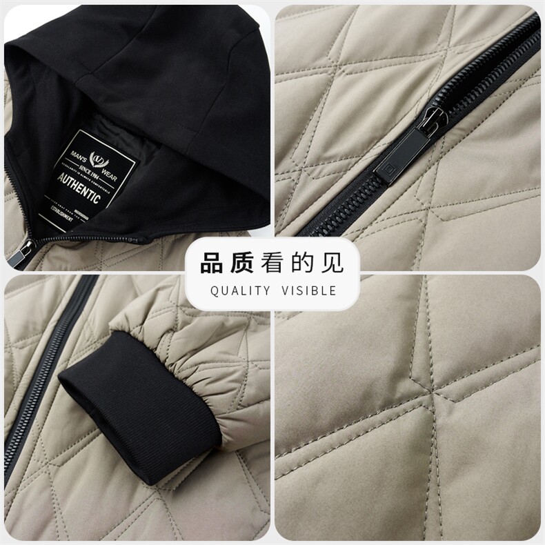 轻薄棉服男士2026新款休闲连帽中青年夹克爸爸短款棉衣外套,男装夹克,钱塘723