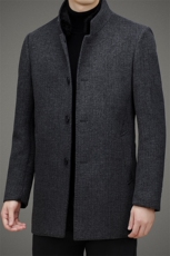 中年男士羊毛大衣中长款冬季加厚保暖爸爸装毛呢白鹅绒内胆外套，男装毛呢大衣，电商B212（原钱塘6029）