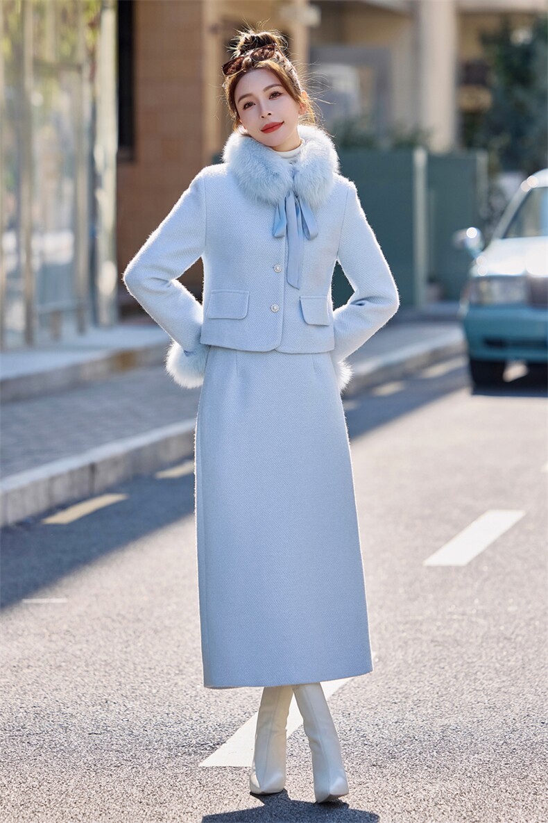 小香风羽绒服套装裙女2024冬季新款今年流行爆款超好看气质两件套,女装套装/套裙,雅静靓衣