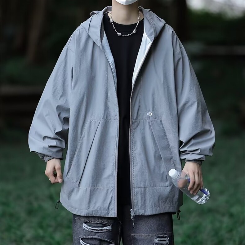 山系机能工装夹克男女宽松户外连帽防水冲锋衣情侣外套JY704-p62,男装夹克,星座1008