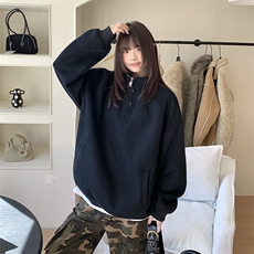 抖音得物品质二开26春装美式高阶结构半拉链立领卫衣外套W91，女装短外套，电商A486