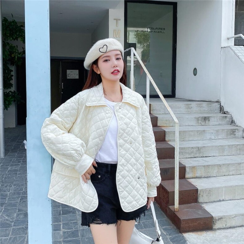 菱形格纹羽绒服，女装羽绒服，衣香丽舍