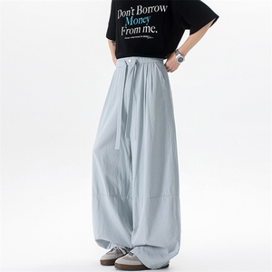 8XL-M 白色不透肌理感透气垂感休闲裤男夏季阔腿裤长裤K9137P60图片